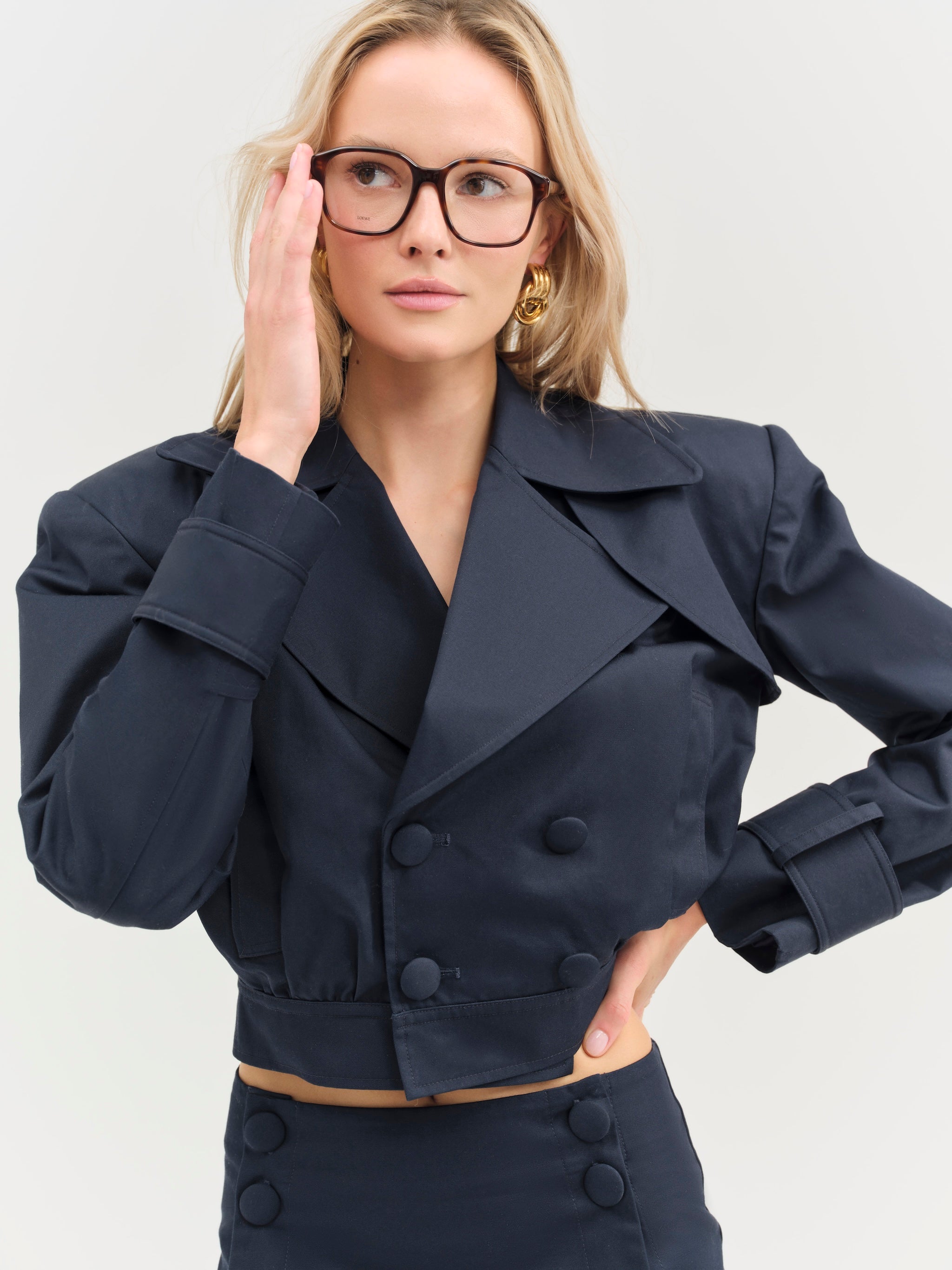 Cotton Twill Cropped Jacket