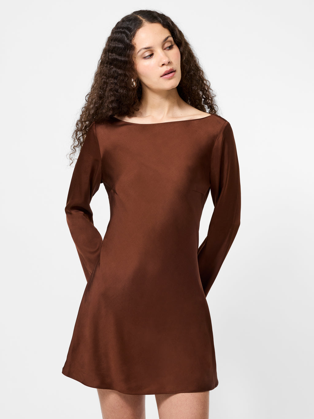 Ennis Satin Long Sleeve Mini Dress