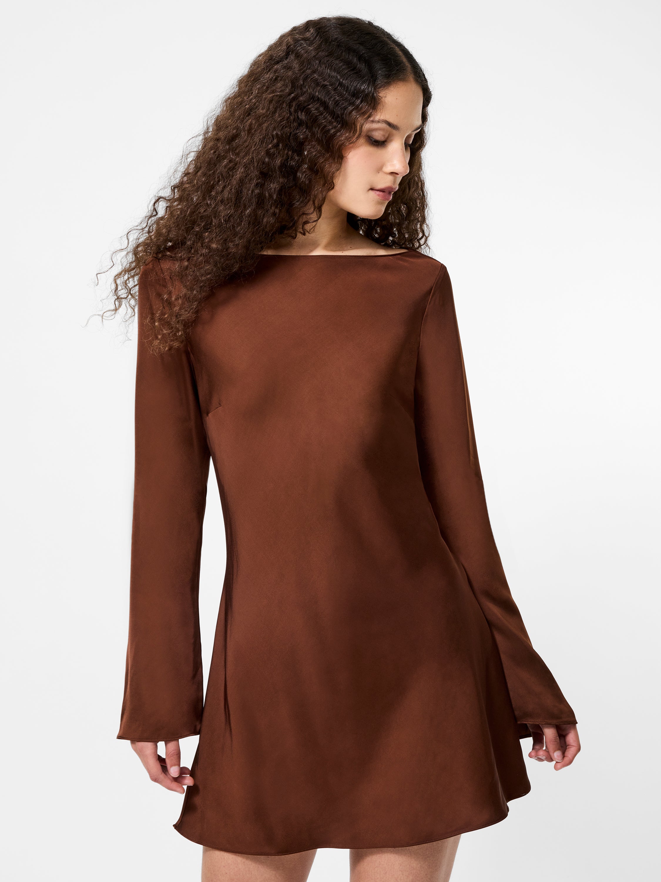 Ennis Satin Long Sleeve Mini Dress