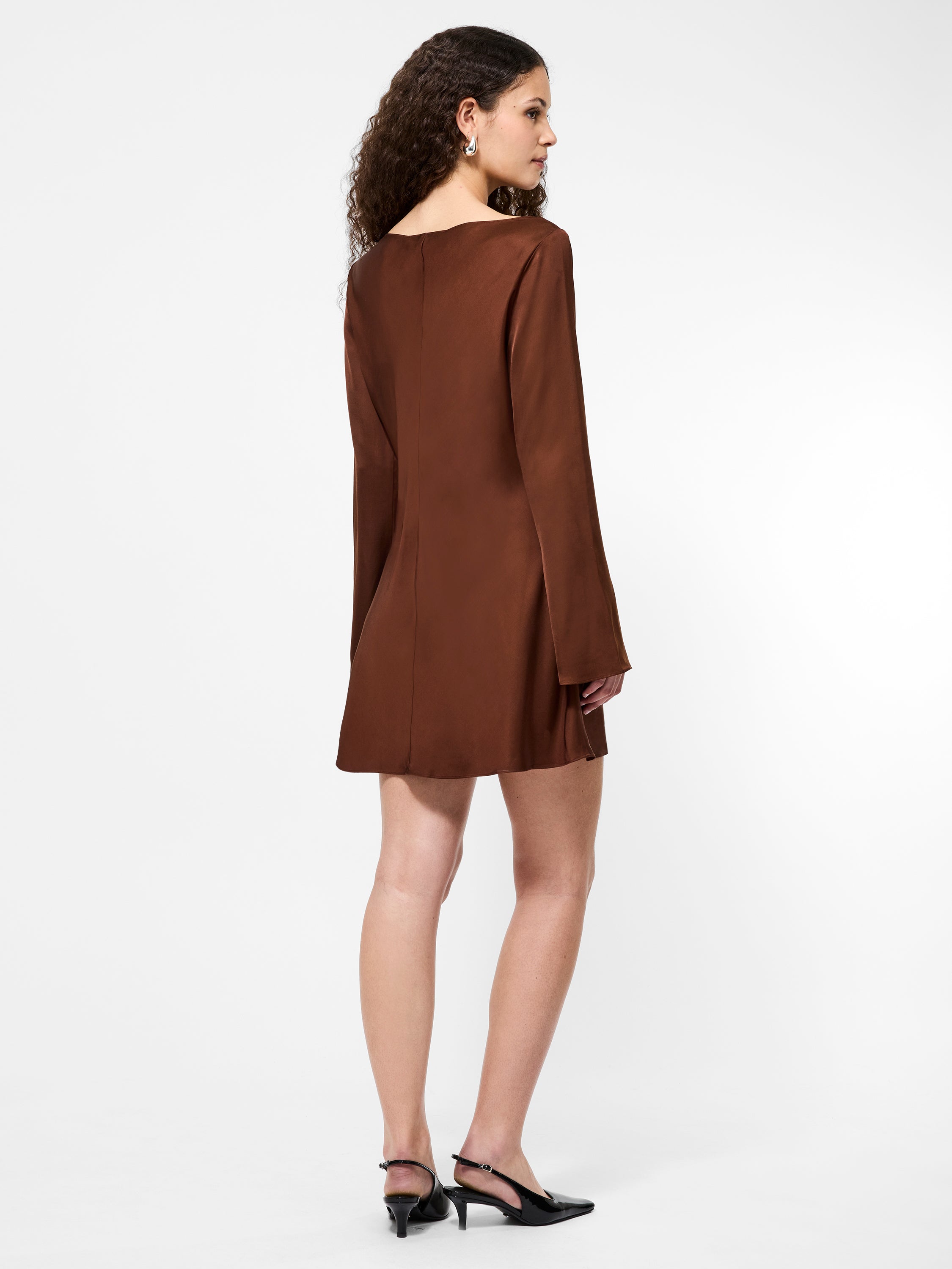 Ennis Satin Long Sleeve Mini Dress