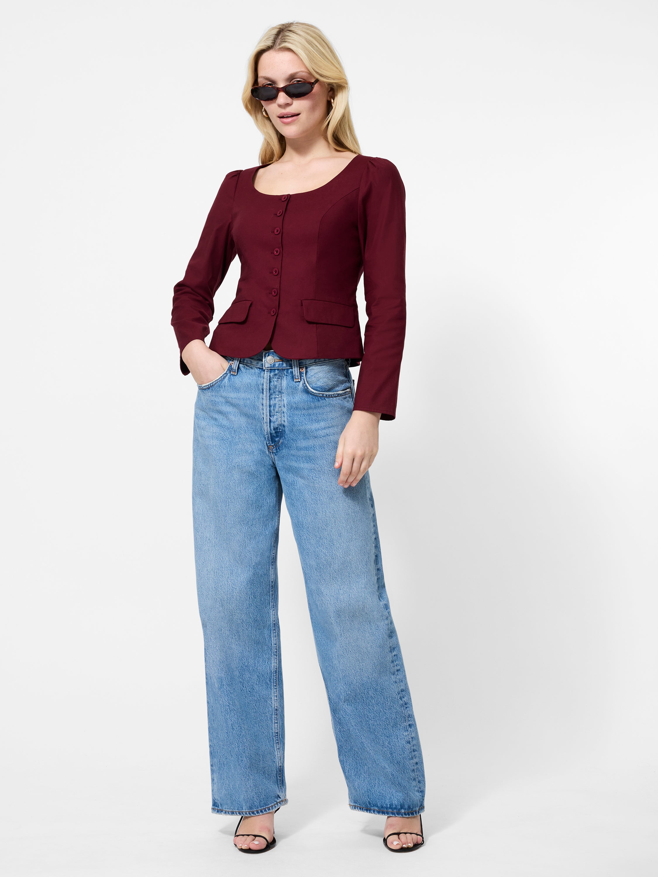 Inga Poplin Two Pocket Top